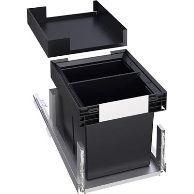 Blanco SELECT II 40/2 Combi plastica, alluminio, lamiera d'acciaio sistema di estrazione per il fissaggio al pannello frontale cassetto ripiano integrato secchio da 2 x 13 litri profondità Blanco SELECT II 40/2 Combi plastica, alluminio, lamiera d'acciaio sistema di estrazione per il fissaggio al pannello frontale cassetto ripiano integrato secchio da 2 x 13 litri profondità