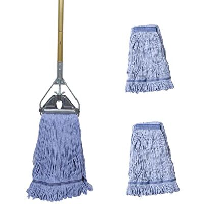 Midoneat Mocio di grado industriale commerciale, mocio bagnato con corda ad anello, mocio in cotone resistente per la pulizia del pavimento Midoneat Mocio di grado industriale commerciale, mocio bagnato con corda ad anello, mocio in cotone resistente per la pulizia del pavimento