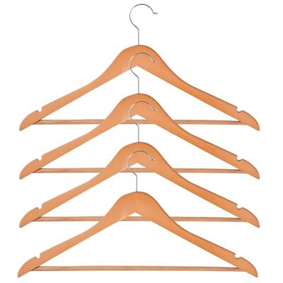 MSV Set di 4 Grucce in Legno Massello Elevata Resistenza e capacità di Carico, Lati Curvi, Non Si deformano Gancio Girevole a 360° 44 cm Marrone MSV Set di 4 Grucce in Legno Massello Elevata Resistenza e capacità di Carico, Lati Curvi, Non Si deformano Gancio Girevole a 360° 44 cm Marrone
