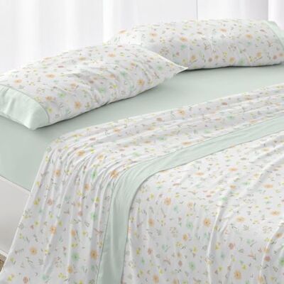 Blanco Set di Lenzuola, Cotone, 50% Poliestere, Menta, Ancho de 105 Blanco Set di Lenzuola, Cotone, 50% Poliestere, Menta, Ancho de 105