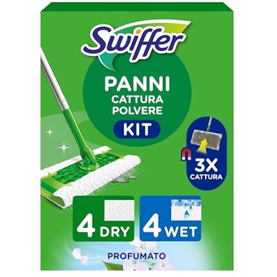 Swiffer Starter Kit Catturapolvere E Lavapavimenti Per La Pulizia Di Pavimenti In Legno E Altri Materiali, Include: 1 Scopa, 4 Panni Catturapolvere, 4 Panni Lavapavimenti Swiffer Starter Kit Catturapolvere E Lavapavimenti Per La Pulizia Di Pavimenti In Legno E Altri Materiali, Include: 1 Scopa, 4 Panni Catturapolvere, 4 Panni Lavapavimenti