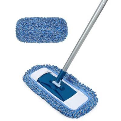 MAVRIZ Mocio in microfibra per la pulizia dei pavimenti, mocio bagnato e asciutto, con manico lungo 147,3 cm, lavabile, rotante a 360°, per pavimenti in legno duro, laminato, piastrelle MAVRIZ Mocio in microfibra per la pulizia dei pavimenti, mocio bagnato e asciutto, con manico lungo 147,3 cm, lavabile, rotante a 360°, per pavimenti in legno duro, laminato, piastrelle