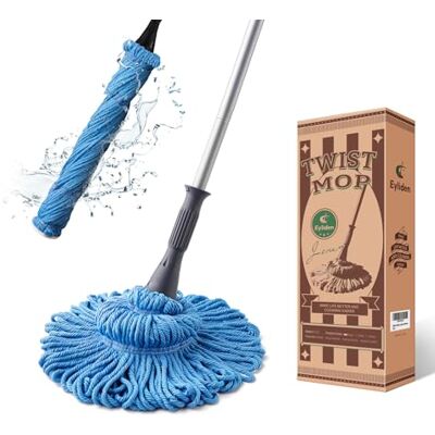 Eyliden Mocio con 2 teste riutilizzabili, mocio a torsione facile da strizzare, con manico lungo 146,1 cm, mocio umido per la pulizia dei pavimenti, pavimenti in legno, vinile, piastrelle e altro Eyliden Mocio con 2 teste riutilizzabili, mocio a torsione facile da strizzare, con manico lungo 146,1 cm, mocio umido per la pulizia dei pavimenti, pavimenti in legno, vinile, piastrelle e altro