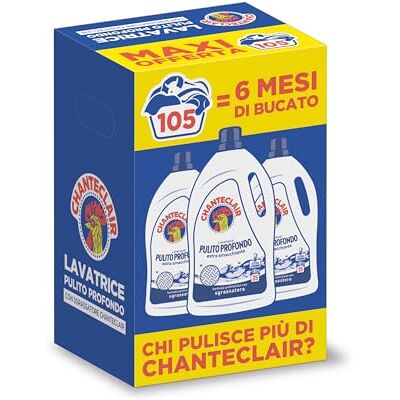 CHANTECLAIR Detersivo Lavatrice Pulito Profondo 3x1575ml CHANTECLAIR Detersivo Lavatrice Pulito Profondo 3x1575ml