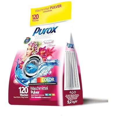 Clovin Purox PUROX COLOR Detersivo Lavatrice Polvere Sensuelle Fiori (120 Lavaggi) – Per tessuti colorati, profumo floreale, rimuove le macchie, ecologico, protezione anticalcare, sacco da 9,2 kg Clovin Purox PUROX COLOR Detersivo Lavatrice Polvere Sensuelle Fiori (120 Lavaggi) – Per tessuti colorati, profumo floreale, rimuove le macchie, ecologico, protezione anticalcare, sacco da 9,2 kg
