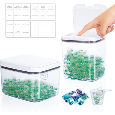 VINATO Set di 2 Contenitore Detersivo Polvere,Trasparenti Dispenser Detersivo Lavatrice in Plastica,Porta Detersivo in Polvere per Bucato VINATO Set di 2 Contenitore Detersivo Polvere,Trasparenti Dispenser Detersivo Lavatrice in Plastica,Porta Detersivo in Polvere per Bucato