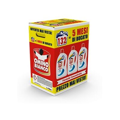 Omino Bianco Detersivo Lavatrice Igienizzante, 132 Lavaggi, 1760 ml x 3 Omino Bianco Detersivo Lavatrice Igienizzante, 132 Lavaggi, 1760 ml x 3