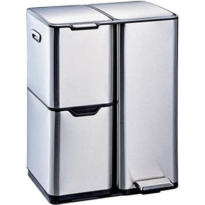 KITCHEN MOVE Haja Pattumiera selettiva a Pedale da Cucina, per Raccolta differenziata, 60 l (13+17+30 l), in Acciaio Inox, con Secchio KITCHEN MOVE Haja Pattumiera selettiva a Pedale da Cucina, per Raccolta differenziata, 60 l (13+17+30 l), in Acciaio Inox, con Secchio