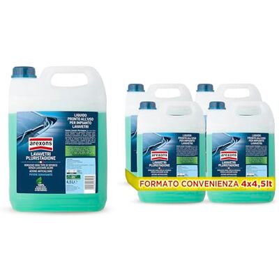 AREXONS Lavavetri Pluristagione -3.5 °c, Liquido Lavavetri Auto Pronto all'uso, Detergente Vetri Auto, Azione Sgrassante, Rimuove ogni Tipo di Sporco, Azione Anticalcare, 4 x 4,5L AREXONS Lavavetri Pluristagione -3.5 °c, Liquido Lavavetri Auto Pronto all'uso, Detergente Vetri Auto, Azione Sgrassante, Rimuove ogni Tipo di Sporco, Azione Anticalcare, 4 x 4,5L