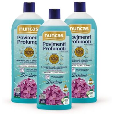 Nuncas Pavimenti Profumati Detergente Pavimenti, Desiderio Limited Edition, Multipack, Confezione da 3 x 1 litri Nuncas Pavimenti Profumati Detergente Pavimenti, Desiderio Limited Edition, Multipack, Confezione da 3 x 1 litri