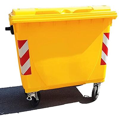 Mobil Plastic Cassonetto per la raccolta differenziata rifiuti, capacità 660 Lt, certificato UNI EN 840, coperchio piano, colore giallo Mobil Plastic Cassonetto per la raccolta differenziata rifiuti, capacità 660 Lt, certificato UNI EN 840, coperchio piano, colore giallo