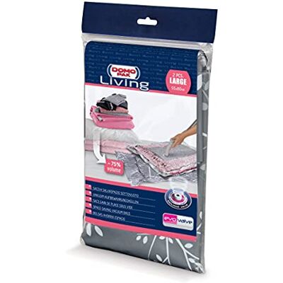DOMO PAK LIVING Dk Living Set 2 Custodie salvaspazio sottovuoto Large con valvola DOMO PAK LIVING Dk Living Set 2 Custodie salvaspazio sottovuoto Large con valvola