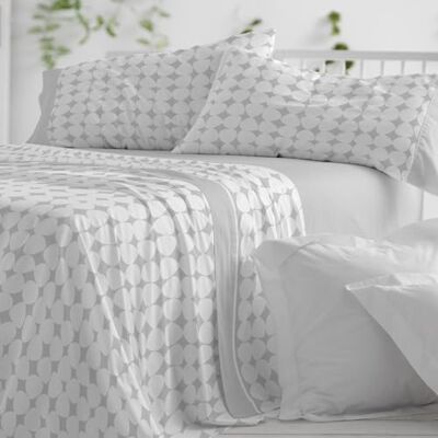 Blanco Set di Lenzuola, Cotone, 50% Poliestere, Grigio, Ancho de 90 Blanco Set di Lenzuola, Cotone, 50% Poliestere, Grigio, Ancho de 90