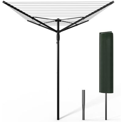VOUNOT ® Stendibiancheria Rotante da Esterno a Ombrello con 4 Bracci, 45M di Filo per Stendere, Stendino Pieghevole con Copertura Protettiva e Picchetto da Terra, Nero Grigio VOUNOT ® Stendibiancheria Rotante da Esterno a Ombrello con 4 Bracci, 45M di Filo per Stendere, Stendino Pieghevole con Copertura Protettiva e Picchetto da Terra, Nero Grigio