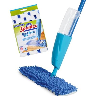 Spontex Quick Spray Duo Fiocco piatto spray con ricambi in microfibra lavabili Pulisce pavimenti in laminato, legno e piastrelle Reversibile No-Touch Spontex Quick Spray Duo Fiocco piatto spray con ricambi in microfibra lavabili Pulisce pavimenti in laminato, legno e piastrelle Reversibile No-Touch