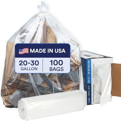Plasticplace Sacchetti della spazzatura trasparenti da 25-30 galloni, 76,2 x 91,4 cm, 1,5 Mil, 100/custodia Plasticplace Sacchetti della spazzatura trasparenti da 25-30 galloni, 76,2 x 91,4 cm, 1,5 Mil, 100/custodia