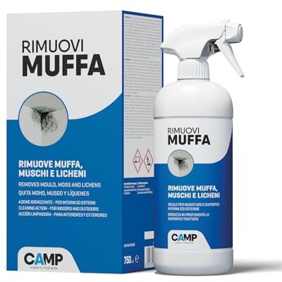 CAMP Rimuovi Muffa Antimuffa per Muri Interni ed Esterni ad Azione Rapida, Spray Antimuffa Igienizzante Pronto all'Uso, Ideale per Rimuovere Muffe, Muschi e Funghi Prodotti Pulizia Casa, 750 ml CAMP Rimuovi Muffa Antimuffa per Muri Interni ed Esterni ad Azione Rapida, Spray Antimuffa Igienizzante Pronto all'Uso, Ideale per Rimuovere Muffe, Muschi e Funghi Prodotti Pulizia Casa, 750 ml