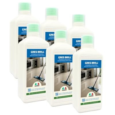 Marbec Gres Brill ® 1LTx6Pz Detergente disincrostante per gres porcellanato lucido, elimina aloni e patine calcaree Marbec Gres Brill ® 1LTx6Pz Detergente disincrostante per gres porcellanato lucido, elimina aloni e patine calcaree