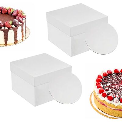 Relaxdays Set 2 scatole per Torte con basi, 30x30x30 cm, Alte per Matrimoni e Compleanni, Cartone Bianco Relaxdays Set 2 scatole per Torte con basi, 30x30x30 cm, Alte per Matrimoni e Compleanni, Cartone Bianco