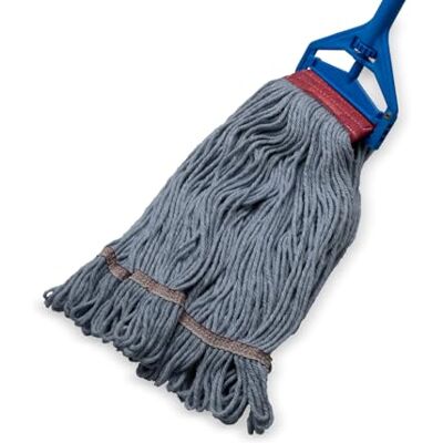SPARTA Looped-End Mop Head, 4-Ply Blue Mop with Red Band for Cleaning and Janitorial Use, Cotton, Large SPARTA Looped-End Mop Head, 4-Ply Blue Mop with Red Band for Cleaning and Janitorial Use, Cotton, Large
