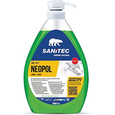 SANITEC igiene sicura Sanitec Neopol Piatti Gel, Detersivo Liquido per Piatti a Mano e in Lavastoviglie, 1000 ml Limone SANITEC igiene sicura Sanitec Neopol Piatti Gel, Detersivo Liquido per Piatti a Mano e in Lavastoviglie, 1000 ml Limone
