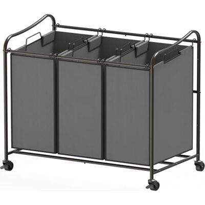 Simple Houseware Carrello portabiancheria per carichi Pesanti a 3 Sacchi, Grigio Scuro Simple Houseware Carrello portabiancheria per carichi Pesanti a 3 Sacchi, Grigio Scuro