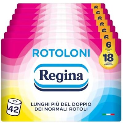 Regina Rotoloni, 42 Maxi Rotoli di Carta Igienica a 2 Veli Regina Rotoloni, 42 Maxi Rotoli di Carta Igienica a 2 Veli