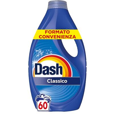 Dash Detersivo Liquido Lavatrice, 60 Lavaggi, Classico, Rimuove Le Macchie, Igienizza, Brillantezza Per I Capi Dash Detersivo Liquido Lavatrice, 60 Lavaggi, Classico, Rimuove Le Macchie, Igienizza, Brillantezza Per I Capi