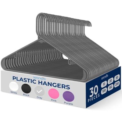 SereneLife Set da 30 Grucce Appendiabiti in Plastica, Stampelle Armadio Antiscivolo, Salvaspazio per Armadio, Appendiabiti Ultra-Sottili per Camicie, Maglioni, Felpe, Vestiti Bambini e Adulti SereneLife Set da 30 Grucce Appendiabiti in Plastica, Stampelle Armadio Antiscivolo, Salvaspazio per Armadio, Appendiabiti Ultra-Sottili per Camicie, Maglioni, Felpe, Vestiti Bambini e Adulti