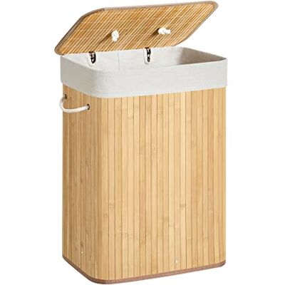 SONGMICS Cesta Portabiancheria con Coperchio, 72 L, Cesto Porta Biancheria in Bamb? Pieghevole, Sacco Rimovibile e Lavabile in Lavatrice, Maniglie, Lavanderia Camera, Naturale SONGMICS Cesta Portabiancheria con Coperchio, 72 L, Cesto Porta Biancheria in Bamb? Pieghevole, Sacco Rimovibile e Lavabile in Lavatrice, Maniglie, Lavanderia Camera, Naturale