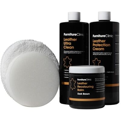 Furniture Clinic Kit completo di restauro in pelle – contiene balsamo rigenerante per pelle, crema protettiva, detergente, spugna e panno – verde pino Furniture Clinic Kit completo di restauro in pelle – contiene balsamo rigenerante per pelle, crema protettiva, detergente, spugna e panno – verde pino