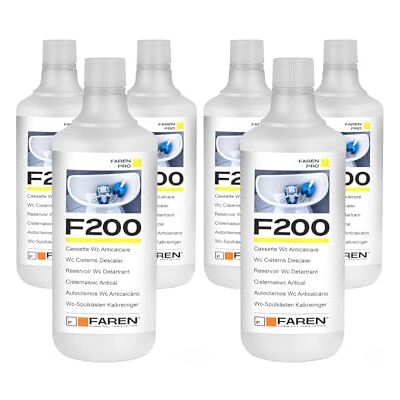 FAREN Disincrostante Anticalcare F200, Elimina Incrostazioni di Calcare dalle cassette di scarico, Sicuro su Plastiche e Gomme, Efficiente ed Economico, 1L (6) FAREN Disincrostante Anticalcare F200, Elimina Incrostazioni di Calcare dalle cassette di scarico, Sicuro su Plastiche e Gomme, Efficiente ed Economico, 1L (6)
