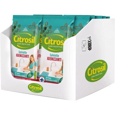 CITROSIL Home Protection Salviette Multisuperfici Igienizzanti, Rimuovono Sporco, Germi e Batteri, con Vere essenze di Eucalipto, 40 Panni x 12 Confezioni CITROSIL Home Protection Salviette Multisuperfici Igienizzanti, Rimuovono Sporco, Germi e Batteri, con Vere essenze di Eucalipto, 40 Panni x 12 Confezioni