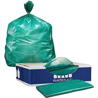 Plasticplace Sacchetti per bidoni della spazzatura da 64-65 galloni per Toter │ 1,5 Mil │ Sacchetti della spazzatura resistenti verdi │ 127 x 152,4 cm (50 pezzi) Plasticplace Sacchetti per bidoni della spazzatura da 64-65 galloni per Toter │ 1,5 Mil │ Sacchetti della spazzatura resistenti verdi │ 127 x 152,4 cm (50 pezzi)