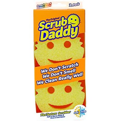 Scrub Daddy Originale Spugna Piatti Lavabile, Spugne Cucina e Bagno, Non Graffia Prodotti per la Pulizia della Casa, Design Morbido e Compatto FlexTexture, Lavabile in Lavastoviglie, Gialli 2 Pz Scrub Daddy Originale Spugna Piatti Lavabile, Spugne Cucina e Bagno, Non Graffia Prodotti per la Pulizia della Casa, Design Morbido e Compatto FlexTexture, Lavabile in Lavastoviglie, Gialli 2 Pz