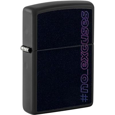 Zippo Accendino antivento "No Excuses", nero opaco, luce nera, ricaricabile, riutilizzabile, design antivento, confezione regalo, prodotto negli Stati Uniti Zippo Accendino antivento "No Excuses", nero opaco, luce nera, ricaricabile, riutilizzabile, design antivento, confezione regalo, prodotto negli Stati Uniti