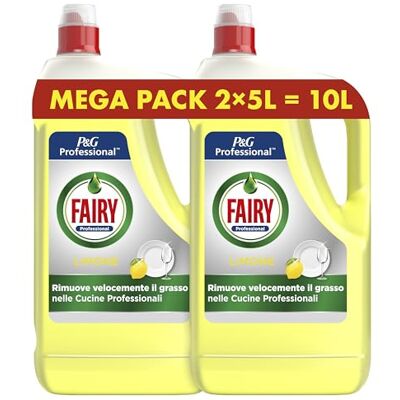 Fairy Professional Detersivo Piatti e Stoviglie a Mano, Profumo Limone, 10L (5L x 2), Efficace Contro il Grasso Ostinato, Lava fino a 50000 piatti, Per Uso Professionale Fairy Professional Detersivo Piatti e Stoviglie a Mano, Profumo Limone, 10L (5L x 2), Efficace Contro il Grasso Ostinato, Lava fino a 50000 piatti, Per Uso Professionale