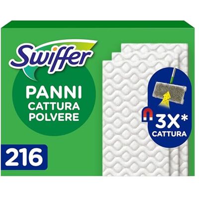 Swiffer Dry, Ricariche Microfibra Catturapolvere, 216 Panni, Giga Pack Swiffer Dry, Ricariche Microfibra Catturapolvere, 216 Panni, Giga Pack