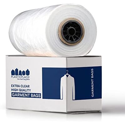 Plasticplace Sacchetti trasparenti per indumenti, 65 mm, 53 x 18 x 137 cm, 320 pezzi (confezione da 1) Plasticplace Sacchetti trasparenti per indumenti, 65 mm, 53 x 18 x 137 cm, 320 pezzi (confezione da 1)