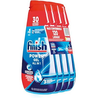 Finish Powergel Detersivo Lavastoviglie Fresh, Gel Lavastoviglie, 120 Lavaggi, 4 confezioni da 30 Lavaggi di Liquido Lavastoviglie Finish Powergel Detersivo Lavastoviglie Fresh, Gel Lavastoviglie, 120 Lavaggi, 4 confezioni da 30 Lavaggi di Liquido Lavastoviglie