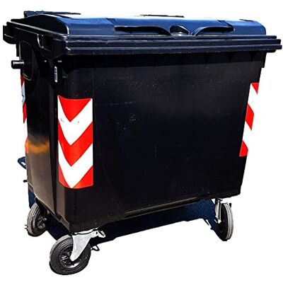 Mobil Plastic Cassonetto per la raccolta differenziata rifiuti, capacità 660 Lt, certificato UNI EN 840, coperchio piano, colore nero Mobil Plastic Cassonetto per la raccolta differenziata rifiuti, capacità 660 Lt, certificato UNI EN 840, coperchio piano, colore nero