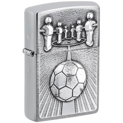 Zippo Accendino antitempesta – Kicker, cromato spazzolato, emblema – Ricaricabile – Design antivento – Confezione regalo – Made in USA Zippo Accendino antitempesta – Kicker, cromato spazzolato, emblema – Ricaricabile – Design antivento – Confezione regalo – Made in USA