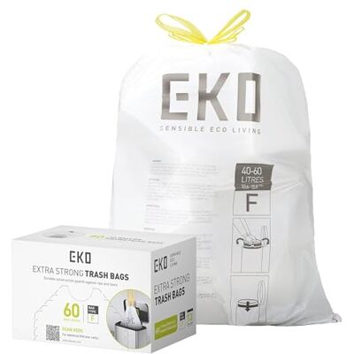 EKO Sacchetti per Pattumiera con Laccio Codice F 40-60 L, 60 Pezzi EKO Sacchetti per Pattumiera con Laccio Codice F 40-60 L, 60 Pezzi