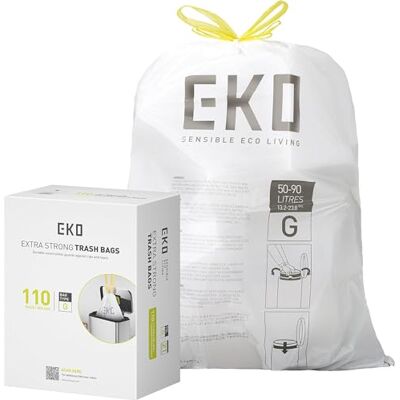 EKO Sacchetti per Pattumiera con Laccio Codice G 50-90 L, 110 Pezzi EKO Sacchetti per Pattumiera con Laccio Codice G 50-90 L, 110 Pezzi