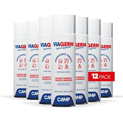 CAMP Viagerm Igienizzante Tessuti Spray Igienizzante Tessuti Sintetici, Naturali e Superfici, Formula a Base d'Alcool, Rimuove Sporco e Germi ed Evapora Velocemente Senza Lasciare Residui, 12x500ml CAMP Viagerm Igienizzante Tessuti Spray Igienizzante Tessuti Sintetici, Naturali e Superfici, Formula a Base d'Alcool, Rimuove Sporco e Germi ed Evapora Velocemente Senza Lasciare Residui, 12x500ml