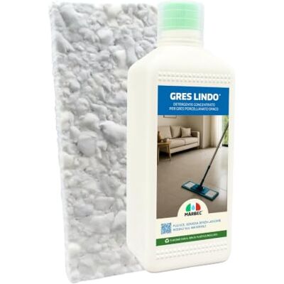 Marbec GRES LINDO 1LT + TAMPONE IN MELAMINA Detergente Sgrassante Gres Porcellanato Opaco Marbec GRES LINDO 1LT + TAMPONE IN MELAMINA Detergente Sgrassante Gres Porcellanato Opaco