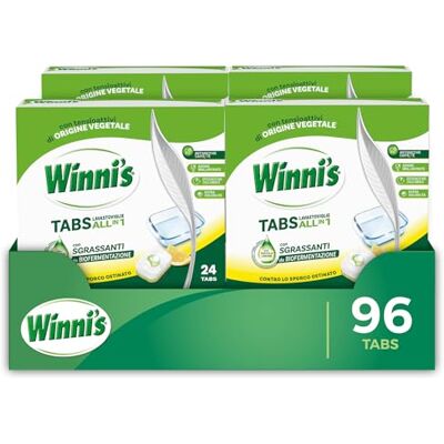 Winni's Pastiglie per Lavastoviglie, 192 Tabs, Detersivo Multiazione Detergente, Sgrassante, Antiodore e Brillantante, Fragranza di Limone, con Materie Prime di Origine Vegetale, Confezione da 8 Winni's Pastiglie per Lavastoviglie, 192 Tabs, Detersivo Multiazione Detergente, Sgrassante, Antiodore e Brillantante, Fragranza di Limone, con Materie Prime di Origine Vegetale, Confezione da 8