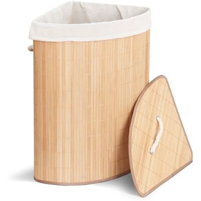 VOUNOT ® Cesto Portabiancheria Angolare in Bambù 58L, Cesto Pieghevole per Panni Sporchi con Coperchio, Manici e 2 Borse Rimovibili, per Bagno, Lavanderia e Camera da Letto, Naturale VOUNOT ® Cesto Portabiancheria Angolare in Bambù 58L, Cesto Pieghevole per Panni Sporchi con Coperchio, Manici e 2 Borse Rimovibili, per Bagno, Lavanderia e Camera da Letto, Naturale