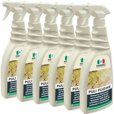 Marbec Puli fughe 750PZx6Pz Detergente sgrassante per fughe, sbianca e rimuove sporco ostinato da gres e ceramica Marbec Puli fughe 750PZx6Pz Detergente sgrassante per fughe, sbianca e rimuove sporco ostinato da gres e ceramica