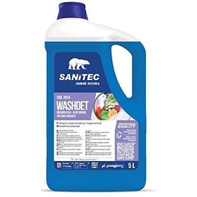SANITEC igiene sicura Washdet Detergente Liquido per Bucato a Mano e in Lavatrice Bianchi e Colorati Orchidea Blu 5,1 kg SANITEC igiene sicura Washdet Detergente Liquido per Bucato a Mano e in Lavatrice Bianchi e Colorati Orchidea Blu 5,1 kg